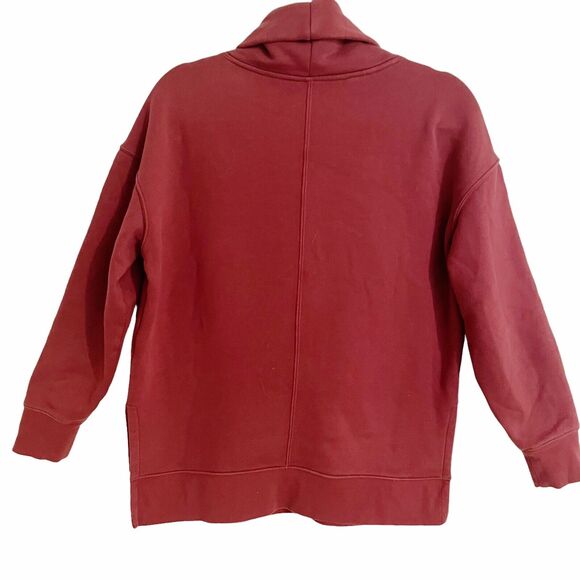 Athleta Sweatshirt Sz S Oversized Cozy Karma Funnel Neck Pullover Maple Red - Picture 3 of 9